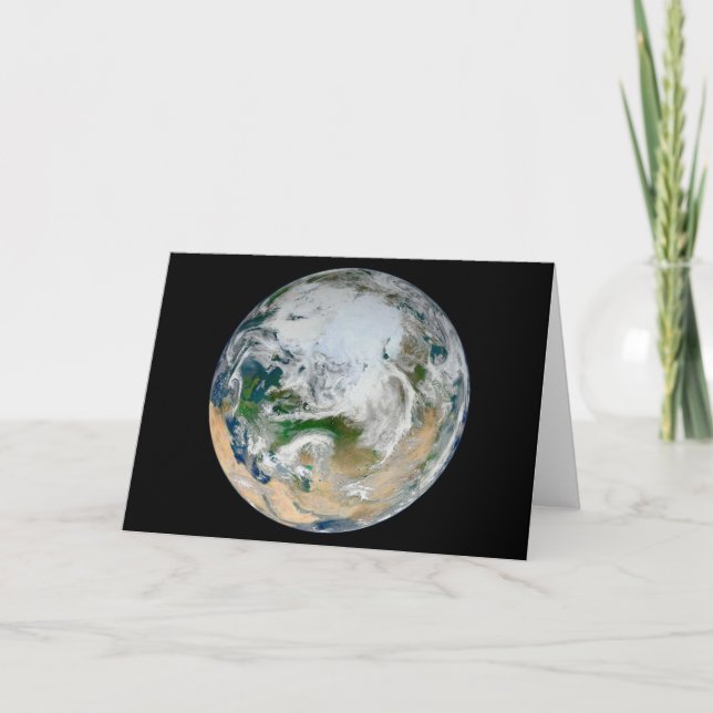 Earth Showing The Arctic, Europe And Asia. Card (Front)