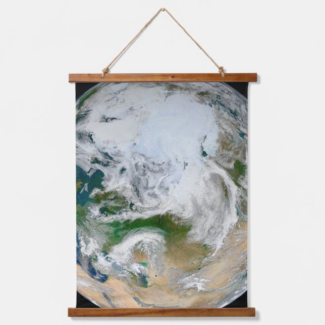 Earth Showing The Arctic, Europe And Asia. Hanging Tapestry (Front)