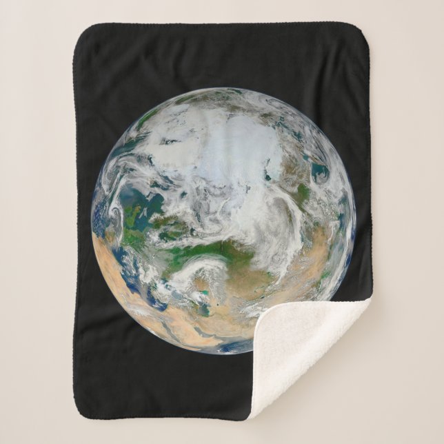 Earth Showing The Arctic, Europe And Asia. Sherpa Blanket (Front)