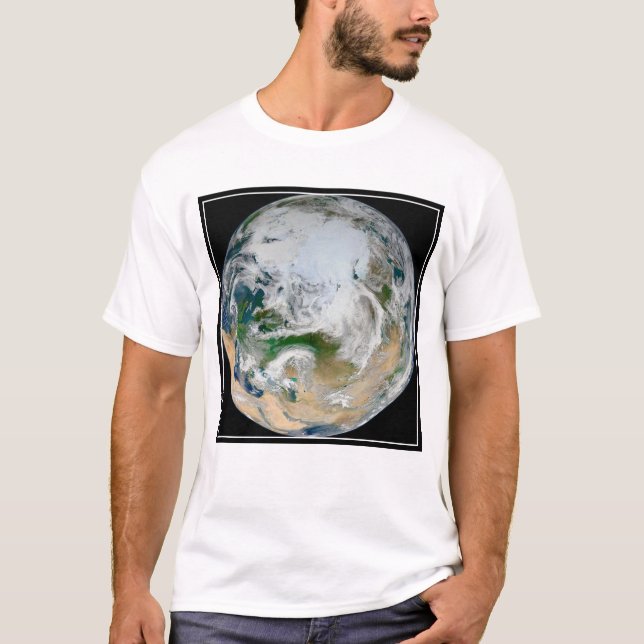Earth Showing The Arctic, Europe And Asia. T-Shirt (Front)