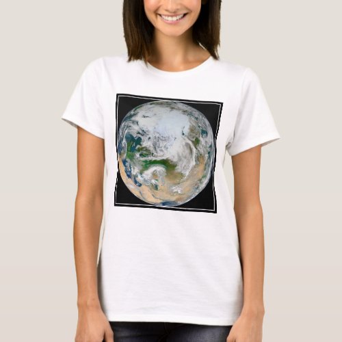 Earth Showing The Arctic Europe And Asia T_Shirt