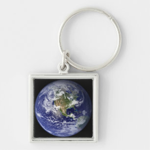 Earth showing the western hemisphere keychain