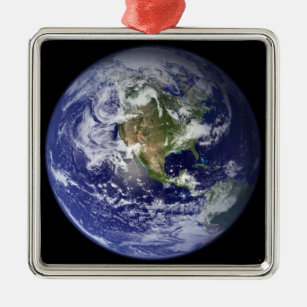 Earth showing the western hemisphere metal ornament