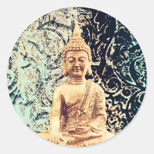 Earth Sitting Buddha Elegant Zen Enlightenment Classic Round Sticker