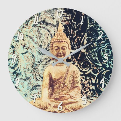 Earth Sitting Buddha Elegant Zen Enlightenment Large Clock