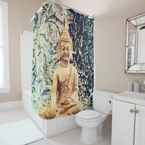 Earth Sitting Buddha Elegant Zen Enlightenment Shower Curtain