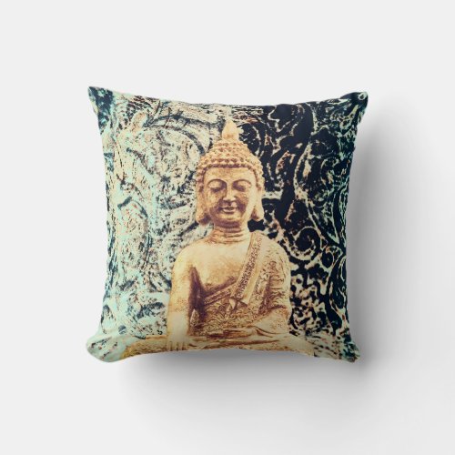 Earth Sitting Buddha Elegant Zen Enlightenment Throw Pillow