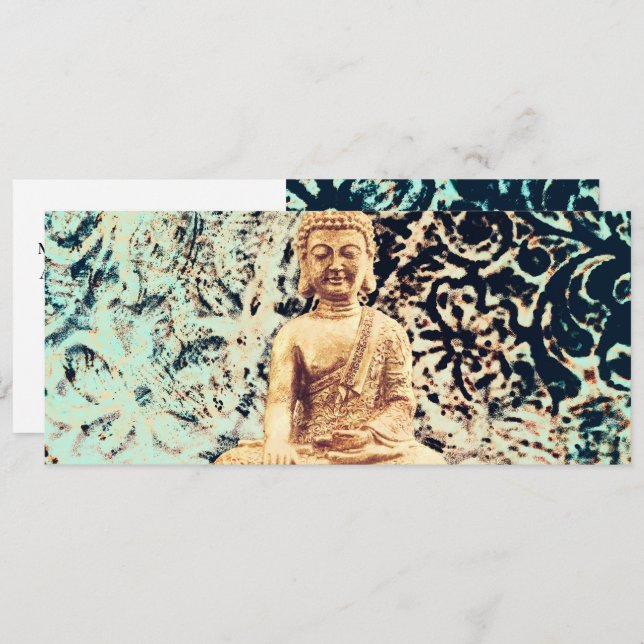Earth Sitting Buddha Elegant Zen Gift Certificate Invitation (Front/Back)