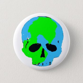 Earth Skull Button by clonecire at Zazzle