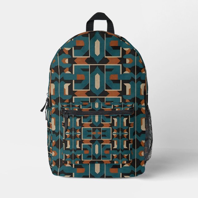 Earth & Sky Grid Printed Backpack (Front)