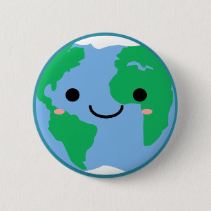 Earth Smiley Face Button