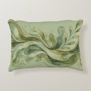 Earth Song Flowing Abstract Sage & Olive Greens Accent Pillow