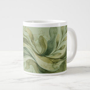 Earth Song Flowing Abstract Sage & Olive Greens Giant Coffee Mug