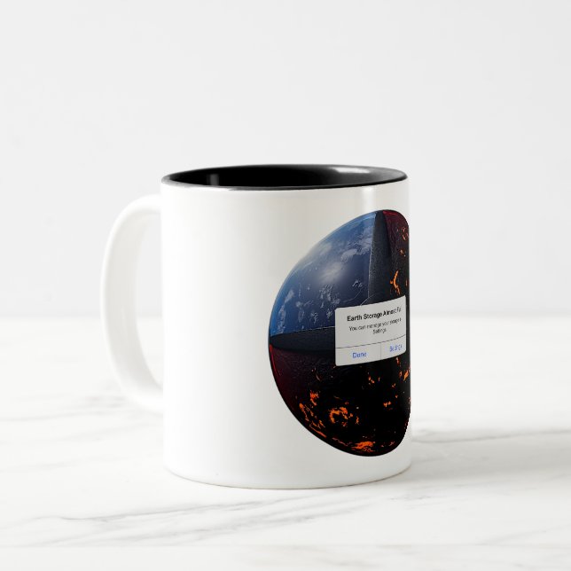 Earth Storage Almost Full Two-Tone Coffee Mug (Front Left)