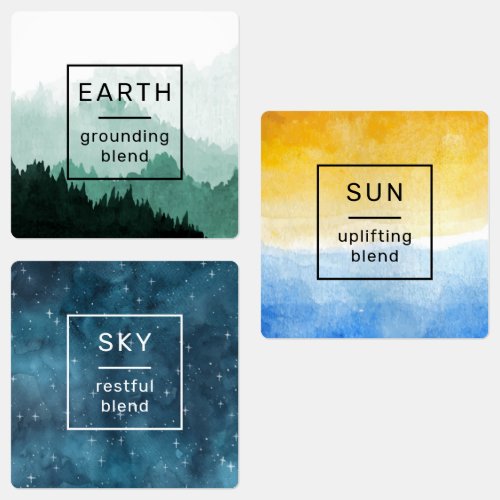 Earth Sun and Sky Essential Oil Labels