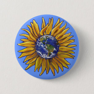 Earth Sunflower Button