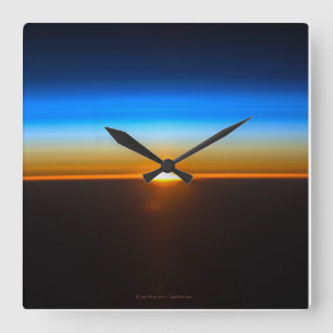 Earth Sunrise from the Edge of Space Square Clock