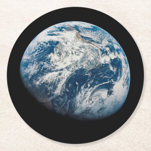 Earth Taken From The Aollo 8 Spacecraft Round Paper Coaster