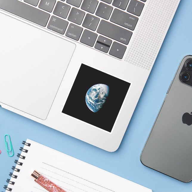 Earth Taken From The Apollo 13 Spacecraft. Sticker (Laptop w/ iPhone)