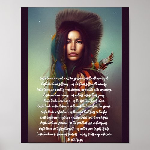 Earth Teach Me Prayer Indigenous Woman Poster
