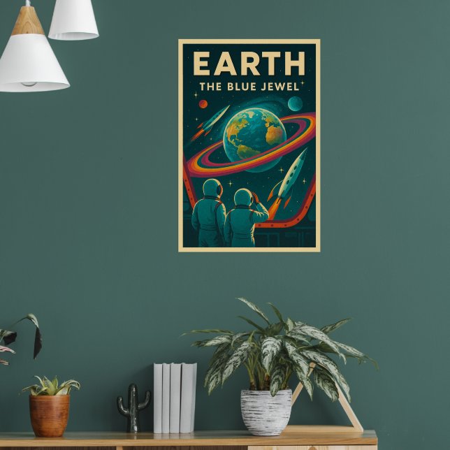 Earth: The Blue Jewel – Vintage Space Exploration Poster (Living Room 1)