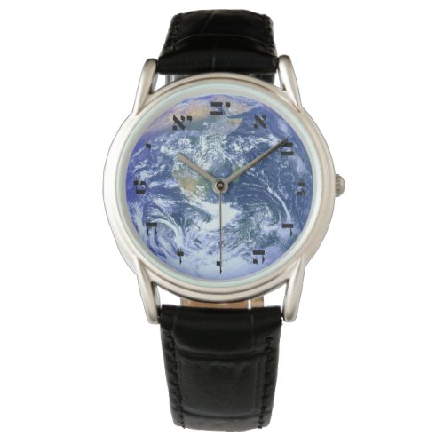 Earth _ The Blue Marble _ Hebrew Numbering Watch