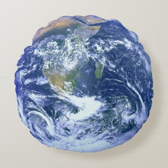Earth - The Blue Marble Round Pillow (Front)
