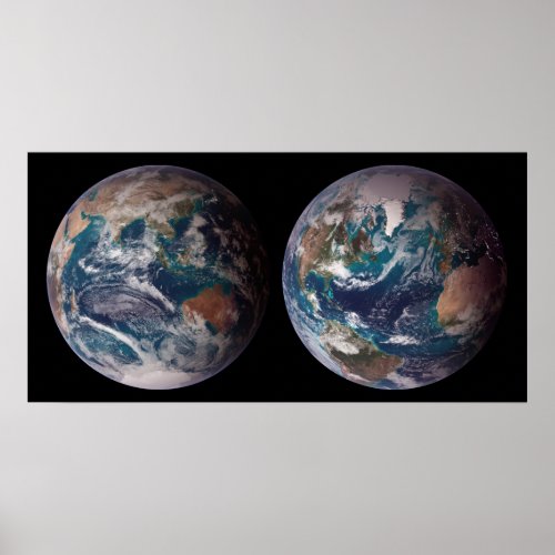 Earth The Eastern  Western Hemispheres Poster