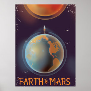 Earth To Mars Vintage Sci-Fi poster