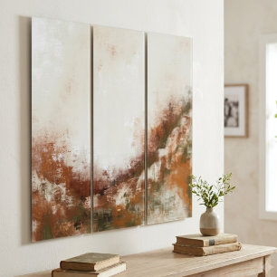 Earth Tone Abstract Triptych Minimalist Art