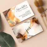 Earth-tone And Gold Abstract Watercolor Monogram   Business Card at Zazzle