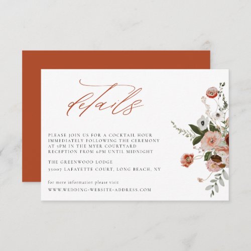 Earth_tone Autumn Floral Wedding Details Card
