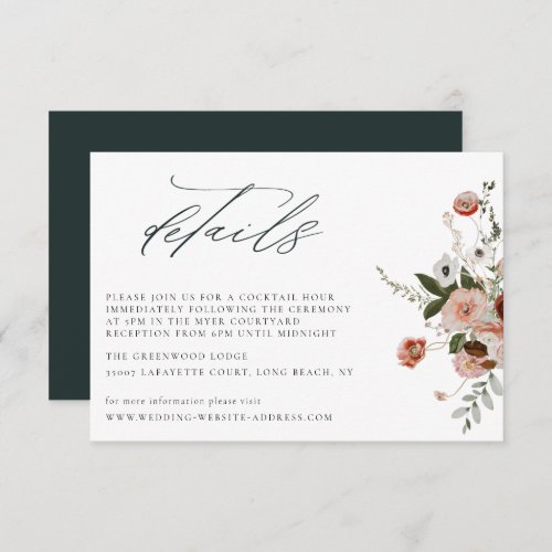 Earth_tone Autumn Floral Wedding Details Card