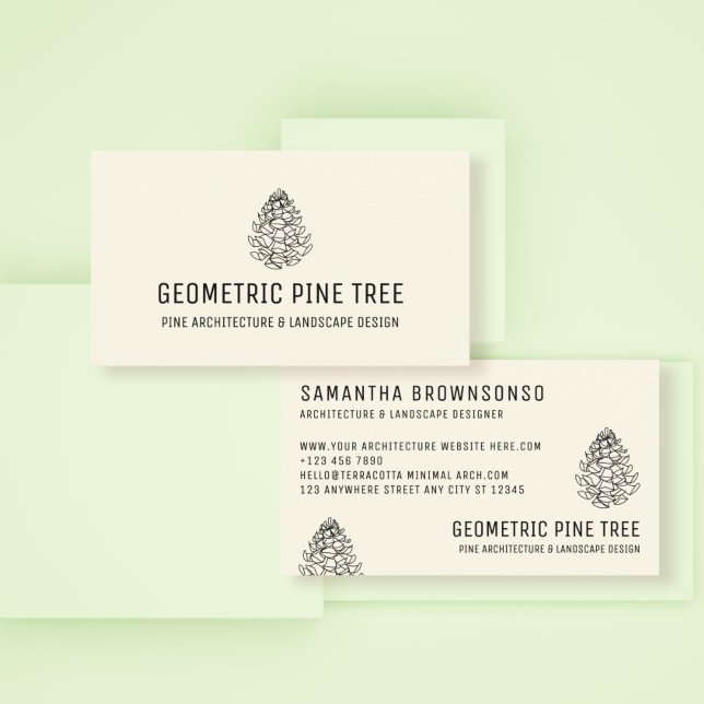 Earth Tone Beige Forest Tree Rustic Pine Cone Business Card (Creator Uploaded)