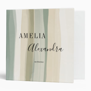 Earth tone Boho Retro Script Abstract Wavy Lines 3 Ring Binder