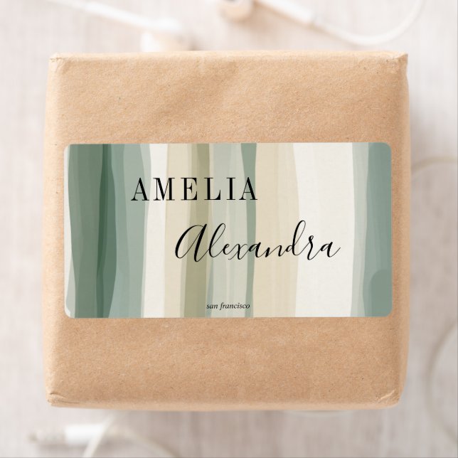 Earth tone Boho Retro Script Abstract Wavy Lines  Label (Insitu)