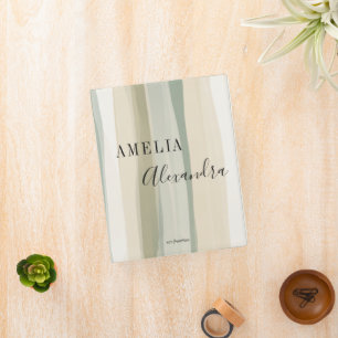 Earth tone Boho Retro Script Abstract Wavy Lines Mini Binder