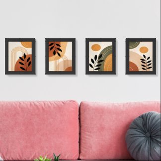 Earth Tone Botanical Set of 4 Framed Art