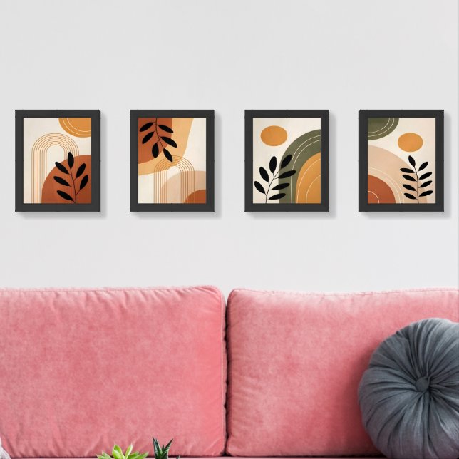 Earth Tone Botanical Set of 4 Framed Art (Livingroom)