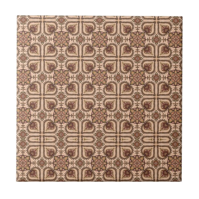 Earth Tone Browns Geometrical Ceramic Tile (Front)