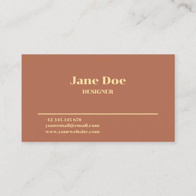 Earth Tone Business Cards: Minimalist Design Card (Front)