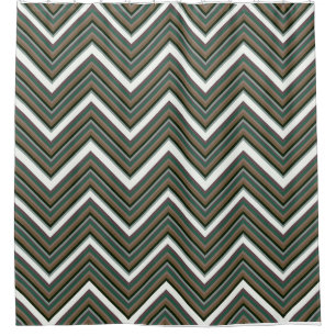 Earth Tone Chevron Shower Curtain – Rustic Zigzag 