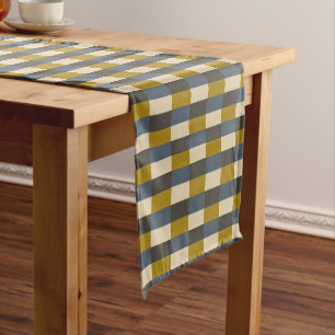 Earth Tone Color Pattern with Ochre Short Table Runner