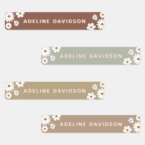 Earth Tone Color Theme Waterproof Kids Name Labels