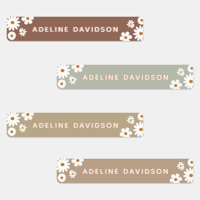 Earth Tone Color Theme Waterproof Kids Name Labels (Group)
