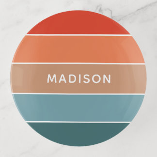 Earth Tone Colorblock Personalized Name Trinket Tray