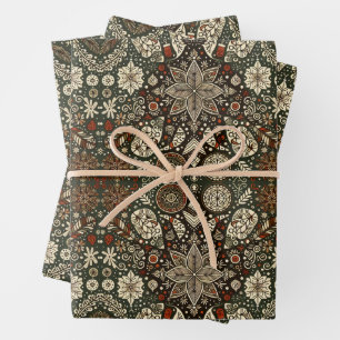 Earth Tone Cream and Brown Holiday Snowflake Wrapping Paper Sheets