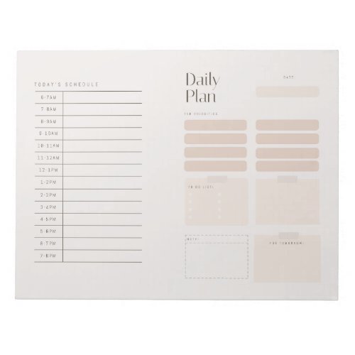 Earth tone Daily Schedule Monday to friday modern  Notepad