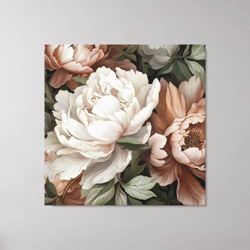 Earth Tone Fluffy Peony Canvas Print