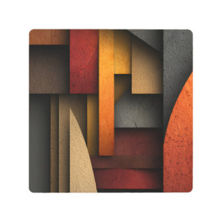 Earth Tone Geometric Layers Abstract Metal Print